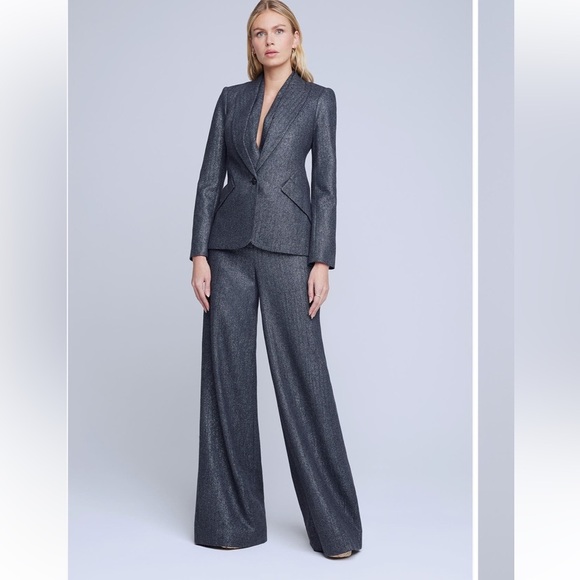 L'AGENCE Chamberlain Wool Blend Herringbone Blazer grey gray Women’s size‎ 8 NWT - Picture 5 of 6